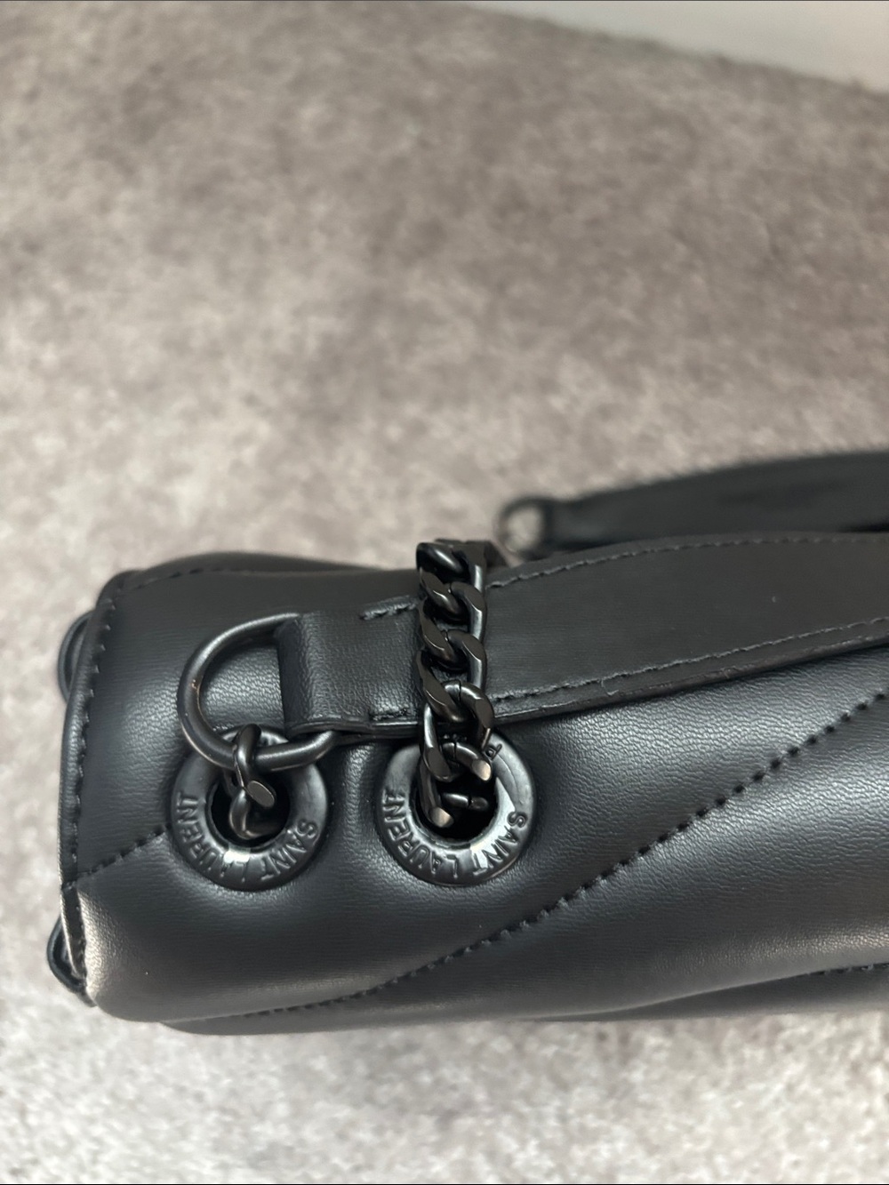 Saint Laurent Black Quilted Leather Shoulder Bag with Top Handle - Picture 6 of 9